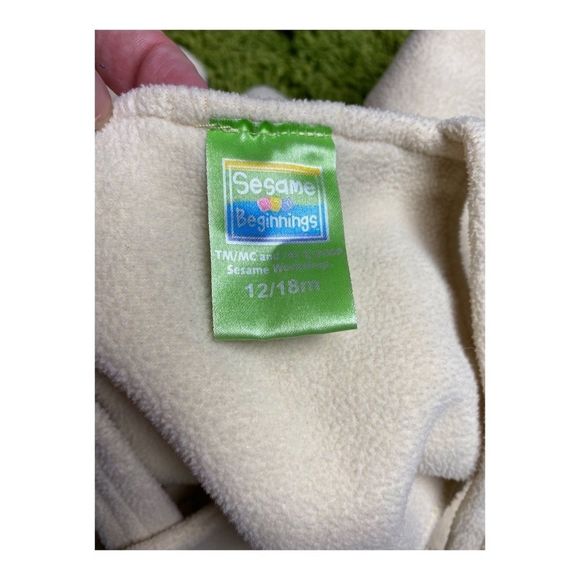 Vintage 90s Sesame Street Fleece Overalls Jumper Big Bird 12/18M - Picture 8 of 8